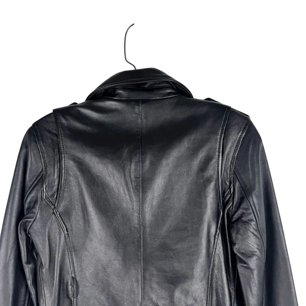New Walter Baker Liz Lamb Leather Moto Jacket Zipper Short Black Size S